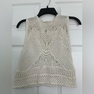 Abercrombie & Fitch Cream Crochet Knit Crop Tank